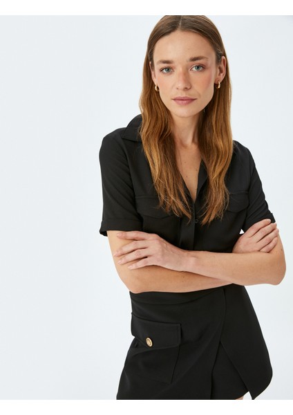 Kapaklı Çift Cep Detaylı Kısa Kollu Gömlek fiyatları