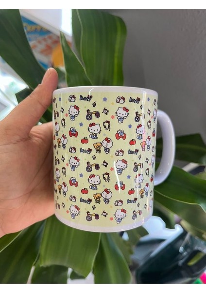 Özel Anime Hello Kitty Kawaii Hediyelik Kulplu Kupa Bardak