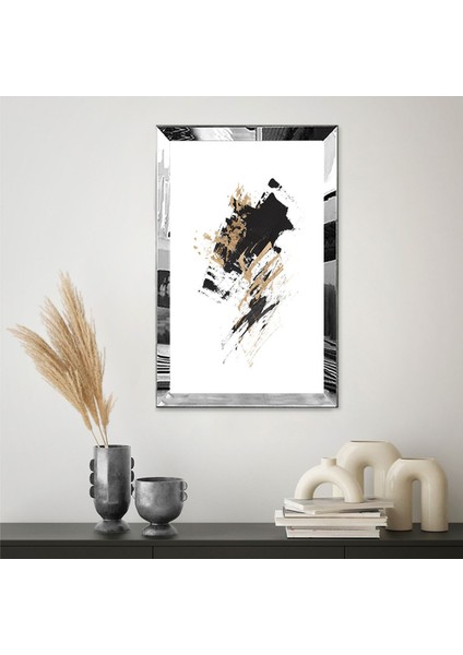 Gold Aynalı Pleksi Çerçeveli Siyah ve Altın Renkli Karmaşık Soyut Tasarım Tablo fiyatları