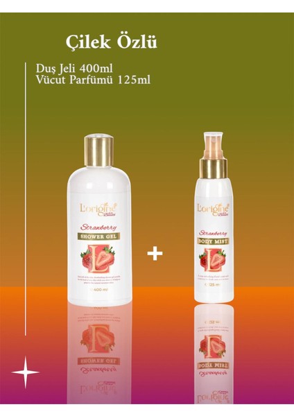 Çilek Özlü Duş Jeli (400ml) ve Vücut Spreyi (125ml) Birlikte Cildiniz Nefes Alsın