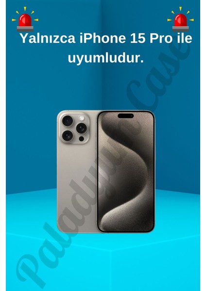 iPhone 15 Pro Uyumlu Siyah Pırlanta Taşlı Kılıf