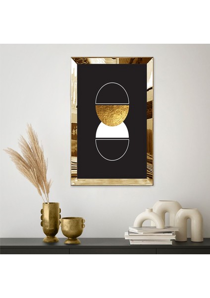 Gümüş Aynalı Pleksi Çerçeveli Siyah ve Altın Renkli Dekoratif Daireler Tablo fiyatları