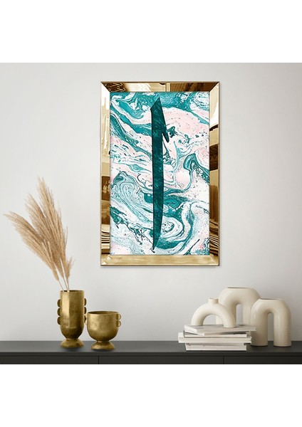 Gold Aynalı Pleksi Çerçeveli Islami Kaligrafik Tarzda Elif Harfi Tablo fiyatları