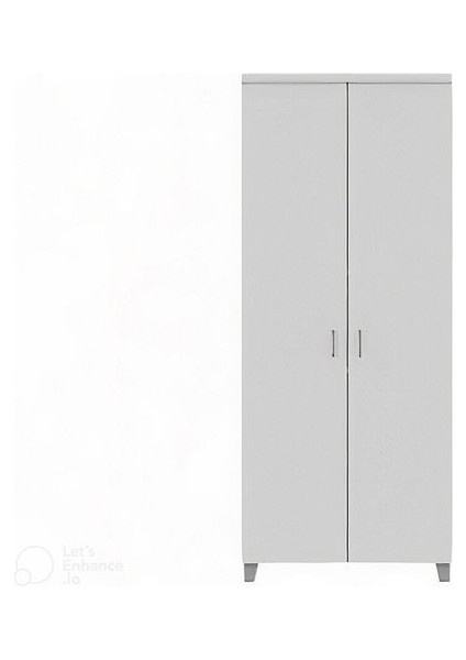 Modern Ahşap 2 Kapaklı 4 Raflı Dolap-Beyaz - 80 x 38 x 190 cm