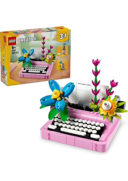 ® Creator 3’ü 1 Arada Çiçekli Daktilo 31169 - 8 Yaş & Üzeri Çocuklar için Yaratıcı Oyuncak Yapım Seti (363 Parça)