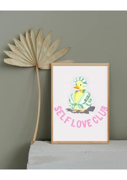 Çerçeveli, 'self Love Club' Ördekli Dekoratif Tablo, Modern Pinterest Tarzı Çerçeveli Poster fiyatları