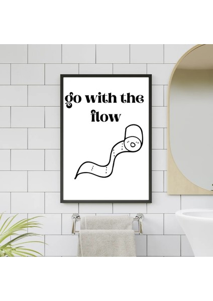 Çerçeveli, 'go With The Flow' Çerçeveli Poster, Tuvalet Banyo Dekoratif Tablo, Pinterest Tarzı Tablo