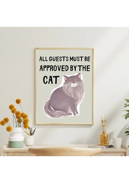 Çerçeveli, Gri Kedili Dekoratif Tablo, Modern Pinterest Tarzı Çerçeveli Poster fiyatları