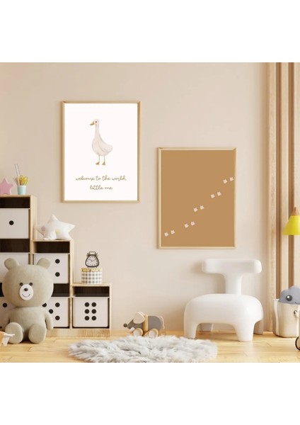 Çerçeveli, Bebek Odası Çerçeveli Poster, 2'li Soft Renkli Minimal Dekoratif Tablo, Pinterest Tarzı Tablo