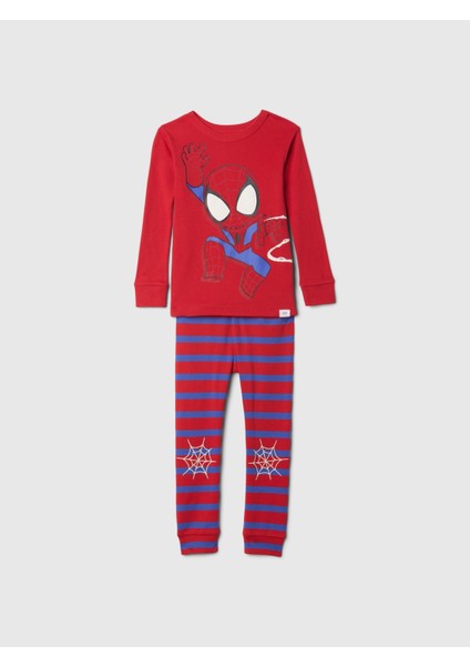 Bebek Kırmızı %100 Pamuk Marvel Grafikli Pijama Takımı