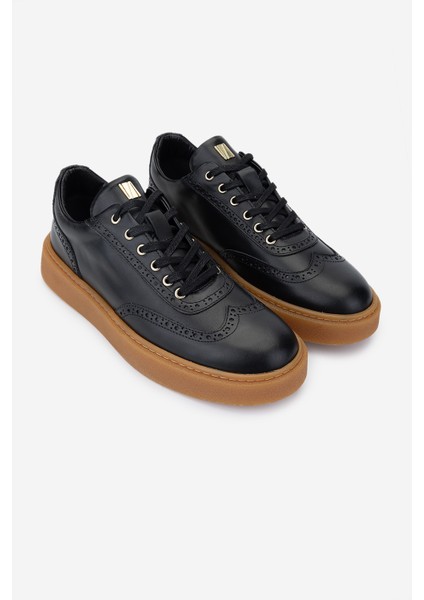 Erkek Hakiki Deri Siyah Sneakers & Spor Ayakkabı 352 21346 Erk Ayk SK24-25 Sıyah Nappa
