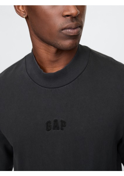 Erkek Siyah Gap Logo Mockneck T-Shirt modelleri