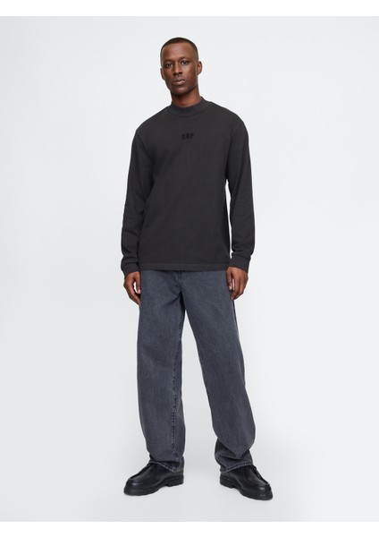 Erkek Siyah Gap Logo Mockneck T-Shirt fırsatları