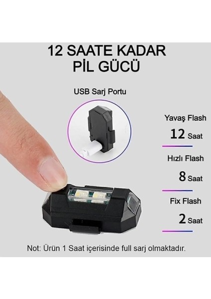 Motor Drone Uçak Kanadı LED Şarjlı Kablosuz Mini LED Çakarlı Lamba