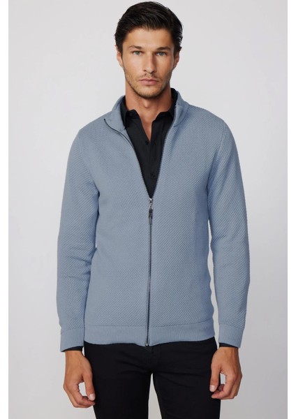 Desenli Yarım Balıkçı Yaka Fermuarlı Erkek Hırka fırsatları