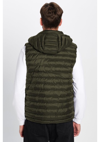 Erkek Slim Fit Dar Kesim Astarlı Rüzgar Geçirmez Cepli Çıkarılabilir Kapüşonlu Şişme Yelek indirimleri