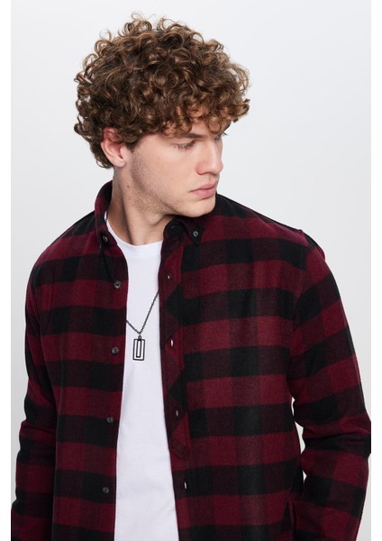 Erkek Slim Fit Dar Kesim Oduncu Düğmeli Yaka Kareli Kışlık Gömlek fiyatları