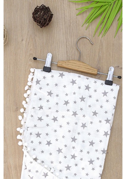 Kız Erkek Bebek Çift Katlı Sevimli Ponponlu Yıldız Müslin Kundak Battaniye STL6909 fiyatları