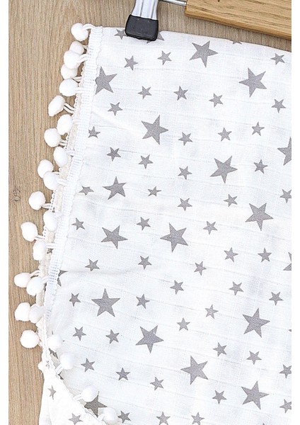 Kız Erkek Bebek Çift Katlı Sevimli Ponponlu Yıldız Müslin Kundak Battaniye STL6909 fırsatları
