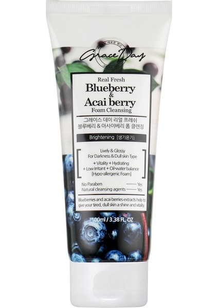 Yaban Mersini ve Acai Üzümü Içeren Temizleyici Köpük Blueberry Acai Foam Cleanser