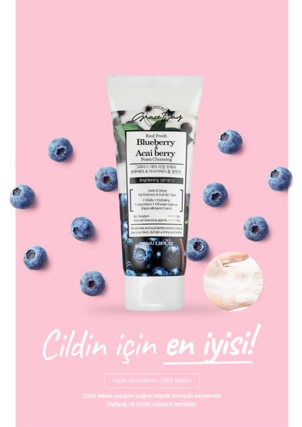 Yaban Mersini ve Acai Üzümü Içeren Temizleyici Köpük Blueberry Acai Foam Cleanser