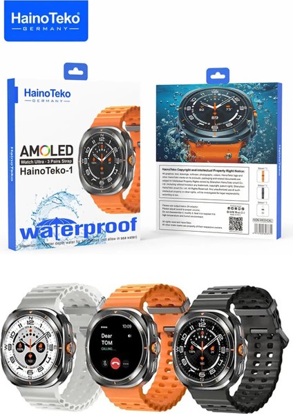 Technodia Hainoteko Germany 1 Waterproof Su Geçirmez Watch 10 Serisi Amoled Ekran 3 Kordonlu Akıllı Saat