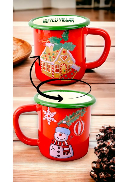 Emaye Kupa Bardak Camp Kamp Mug Fincan Kahve, Yılbaşı, Hediye, Yeni Yıl 270ML