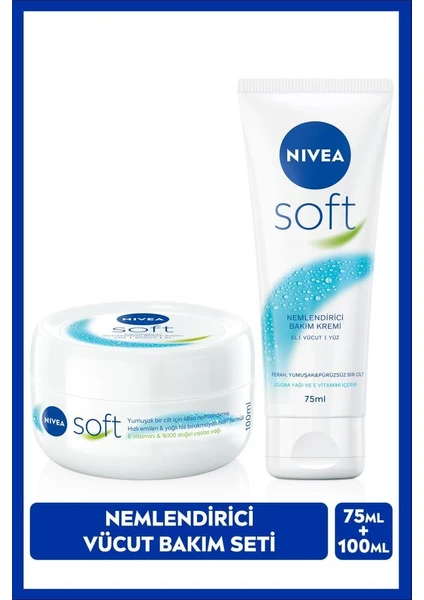 Soft Nemlendirici Bakım Kremi 100ml ve Soft Krem 75ml, El Yüz Vücut, E Vitamini, Yumuşak Cilt,Jojoba