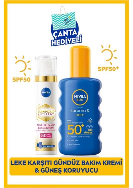 NIVEA SUN Hafif Dokulu Güneş Yüz Kremi SPF50 40ml ve Q10 Sıkılaştırıcı Bronzluk Vücut Losyonu 200ml