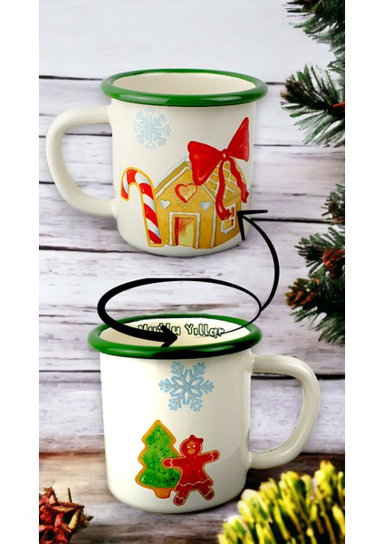 Emaye Kupa Bardak Camp Kamp Mug Fincan Kahve, Yılbaşı, Hediye, Yeni Yıl 270ML
