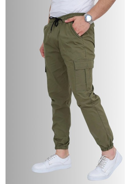 Beli ve Paçası Lastikli Gabardin Kargo Pantolon modelleri