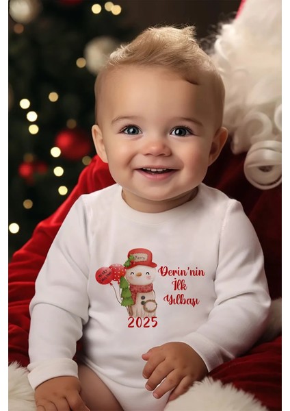 Liilabio %100 Organik Pamuk Uzun Kollu Yılbaşı Temalı Bebek Body