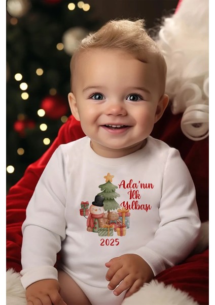 Liilabio %100 Organik Pamuk Uzun Kollu Yılbaşı Temalı Bebek Body