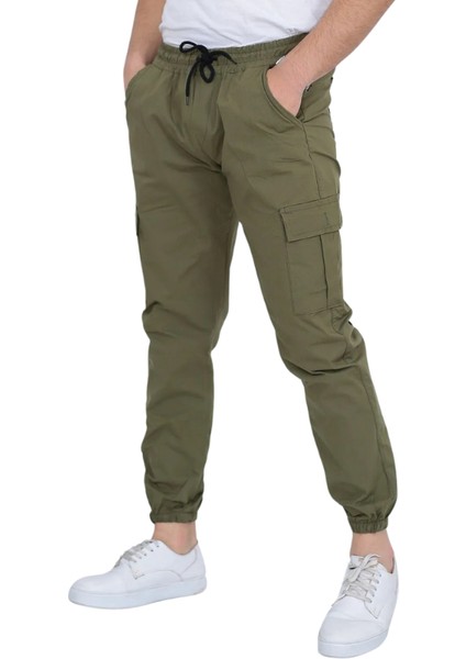 Beli ve Paçası Lastikli Gabardin Kargo Pantolon