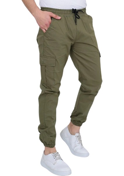 Beli ve Paçası Lastikli Gabardin Kargo Pantolon