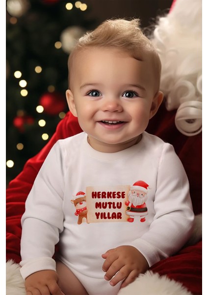 Liilabio %100 Organik Pamuk Uzun Kollu Yılbaşı Temalı Bebek Body