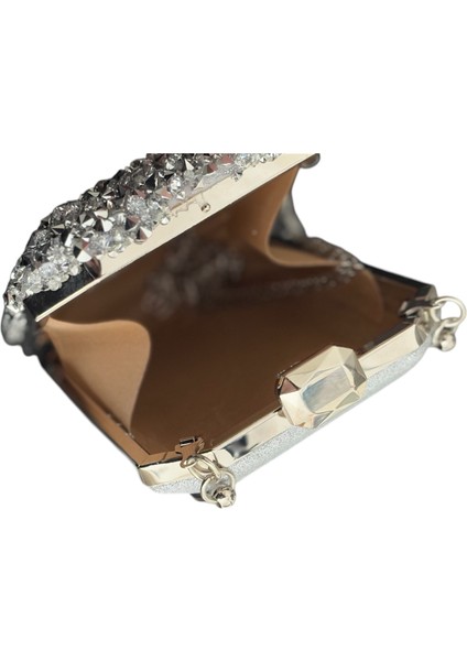 Dikdörtgen Cam Gümüş Taşlı Abiye Çanta fırsatları