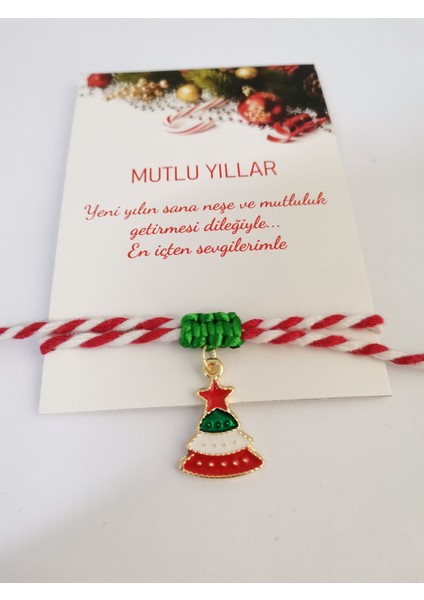 Yılbaşı Hediyesi Yeni Yıl Hediye Noel Temalı Charm Marteniçka Ipli Bileklik