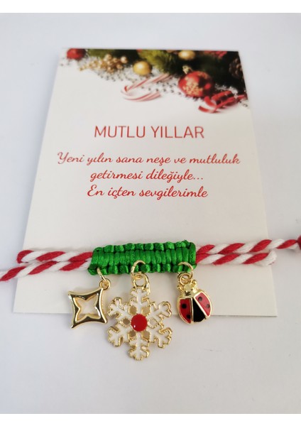 Yılbaşı Hediyesi Yeni Yıl Hediye Noel Temalı Charm Marteniçka Ipli Bileklik