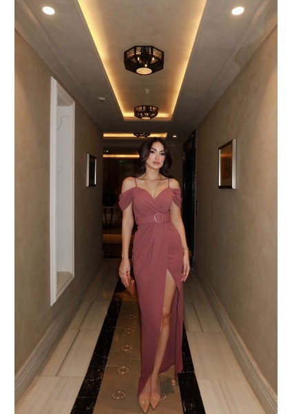 Destina Düşük Omuz Ip Askı Yırtmaçlı Abiye 582134 modelleri