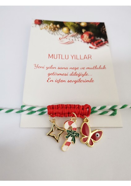 Yılbaşı Hediyesi Yeni Yıl Hediye Noel Temalı Charm Marteniçka Ipli Bileklik