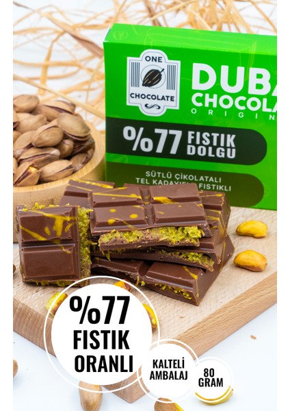 %77 Fıstık Oranlı Dubai Çikolatası 80g