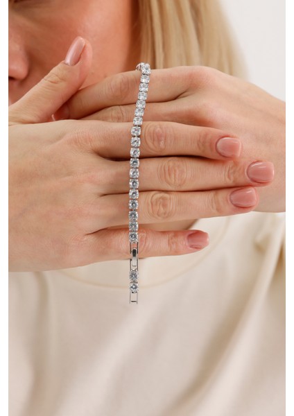 BİLEKLİK ÇELİK CHARM BAYAN TAŞLI Round Brillant Cut 15CM 5 mm Su Yolu Bileklik fırsatları