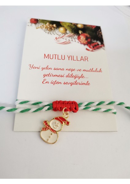 Yılbaşı Hediyesi Yeni Yıl Hediye Noel Temalı Marteniçka Ipli Makrome Bağlama Bileklik