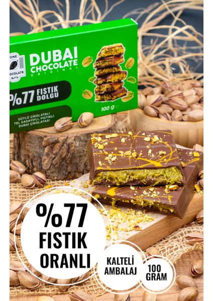 %77 Fıstık Oranlı Dubai Çikolatası 100gram