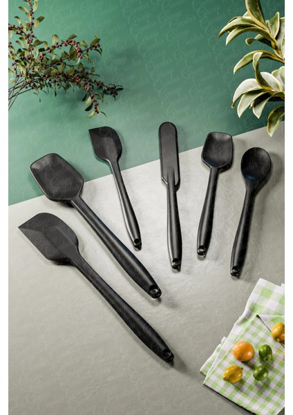 6'Lı Isıya Dayanıklı Silikon Spatula Seti 6 Adet Yanmaz Yapışmaz Silikon Spatula Kaşık Mutfak Seti