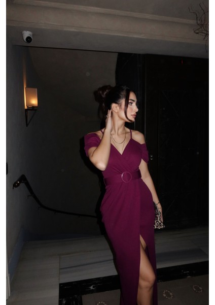 Destina Düşük Omuz Ip Askı Yırtmaçlı Abiye 582134