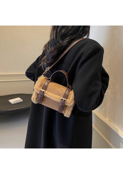 Peluş Küçük Kare Omuz Çantası (Yurt Dışından)