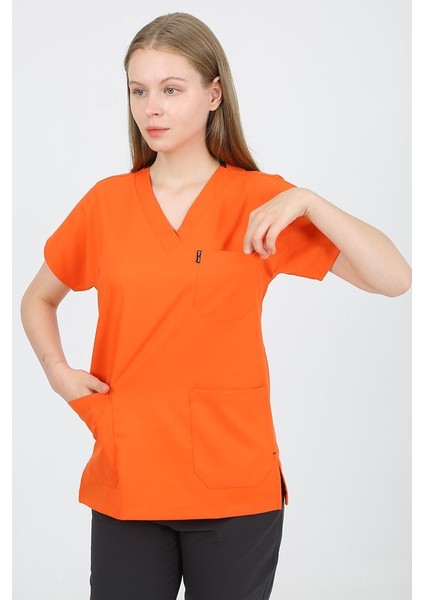 Turuncu - Füme Kombin Unisex Uniforma (Likralı) S - Takım - Hayır Isim Yazılmasın fiyatları