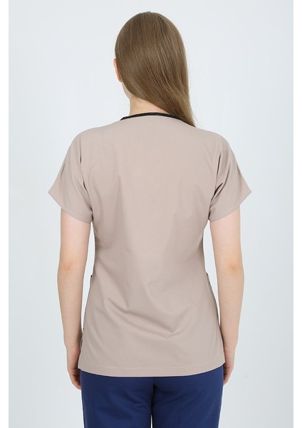 Kum Bej - Koyu Indigo Kombin Unisex Uniforma (Likralı) L - Takım - Hayır Isim Yazılmasın modelleri